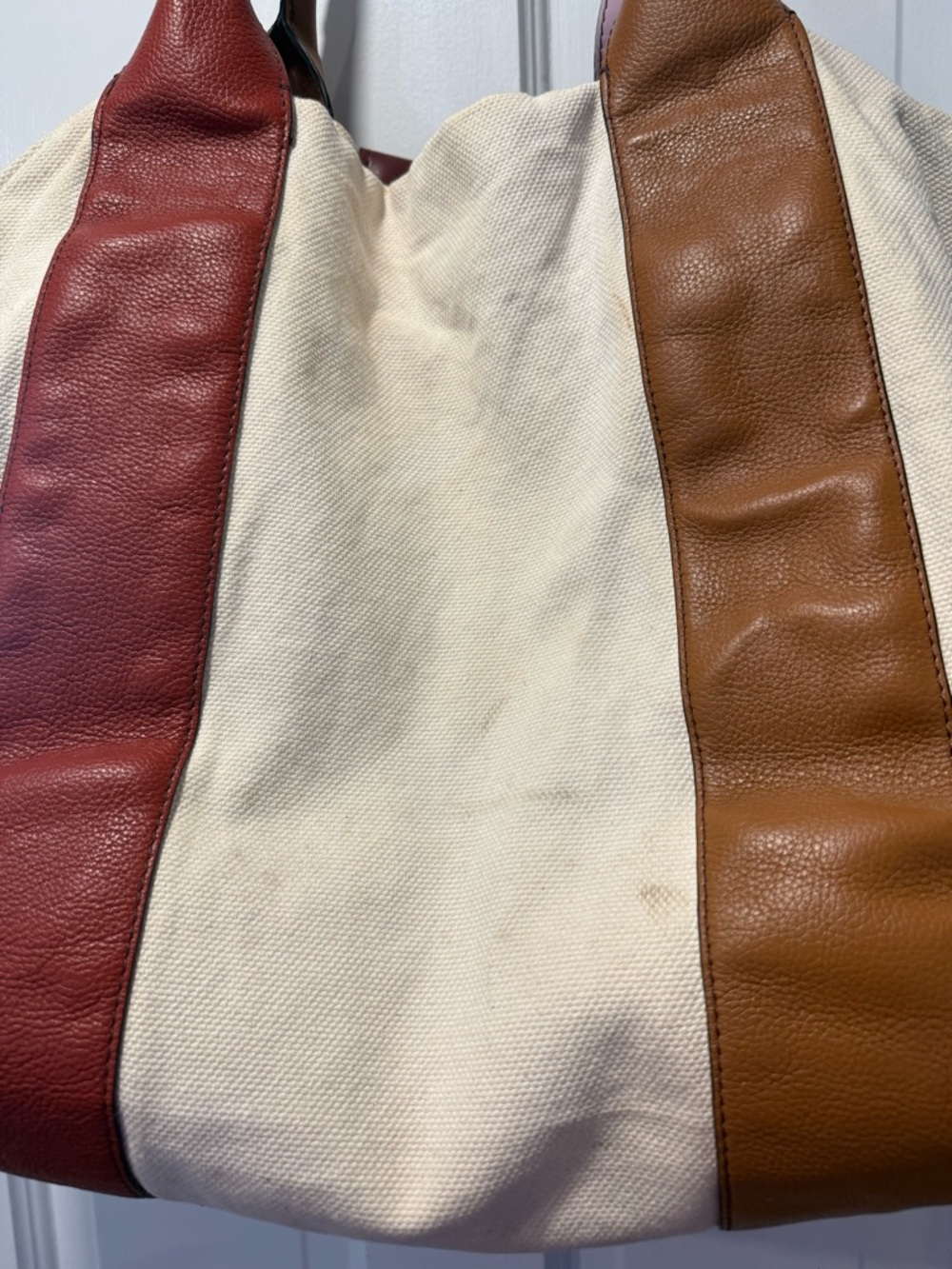 See By Chloe Laetzia Cream Canvas Tote with Red & Brown Leather Accents - Picture 5 of 9